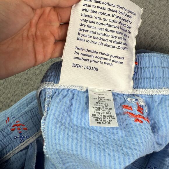 Chubbies Seersucker Shorts Mens Large Blue Embroidered Anchors All Over Print - Picture 4 of 8